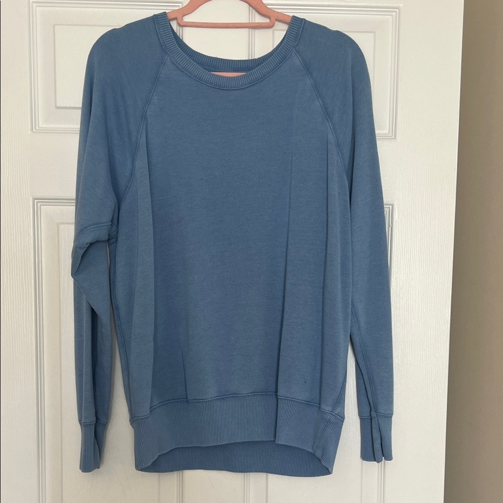 aerie Dusty Blue Ribbed Crewneck Sweater